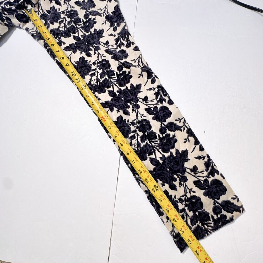 Tory Burch Dayton Floral Velvet Pants Size 8 Ivory Purple Flocked - Picture 10 of 16